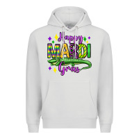 Dove Grey happy mardi gras alligator olivia Premium Hoodie - OliviaCreatesArt