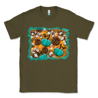 Army Green fall pumpkin distressed background Classic Tee - BundleAndBundleShop