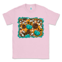 Bubblegum Pink fall pumpkin distressed background Classic Tee - BundleAndBundleShop