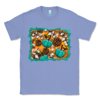Colony Blue fall pumpkin distressed background Classic Tee - BundleAndBundleShop