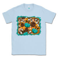 Dusty Blue fall pumpkin distressed background Classic Tee - BundleAndBundleShop