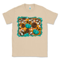 Mushroom fall pumpkin distressed background Classic Tee - BundleAndBundleShop