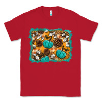 Red fall pumpkin distressed background Classic Tee - BundleAndBundleShop