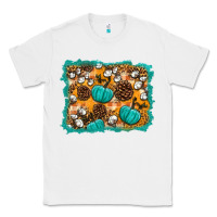 White fall pumpkin distressed background Classic Tee - BundleAndBundleShop