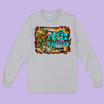 Feliz Navidad Long Sleeve Tee Designed By Ranaportraitstore