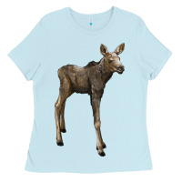 Baby Blue moose fawn deer Ladies Tee - LillyAllenDesigns