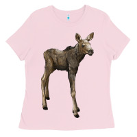 Bubblegum Pink moose fawn deer Ladies Tee - LillyAllenDesigns
