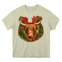 Mossy christmas highland cow mistletoe Christmas Heavy Core Tee - Jasminsmagicworld