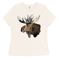 Bone moose buck deer head Ladies Tee - LillyAllenDesigns