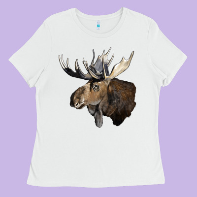 Moose Buck Deer Head Ladies Tee Designed By Lillyallendesigns