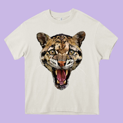 Ocelot Head Heavy Core Tee Designed By Lillyallendesigns