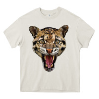 Cream ocelot head Heavy Core Tee - LillyAllenDesigns