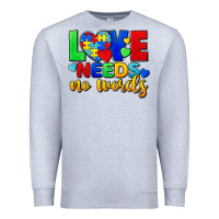 Heather Grey love needs no words Premium Sweatshirt - FaDigitalArtStudio