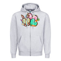 Heather Grey Easter heart Easter Day Zipper Hoodie - CowGirlArtShop