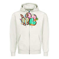 Oatmeal Heather Easter heart Easter Day Zipper Hoodie - CowGirlArtShop