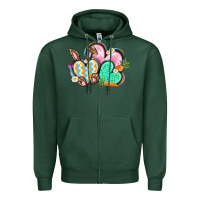 Sports Green Easter heart Easter Day Zipper Hoodie - CowGirlArtShop
