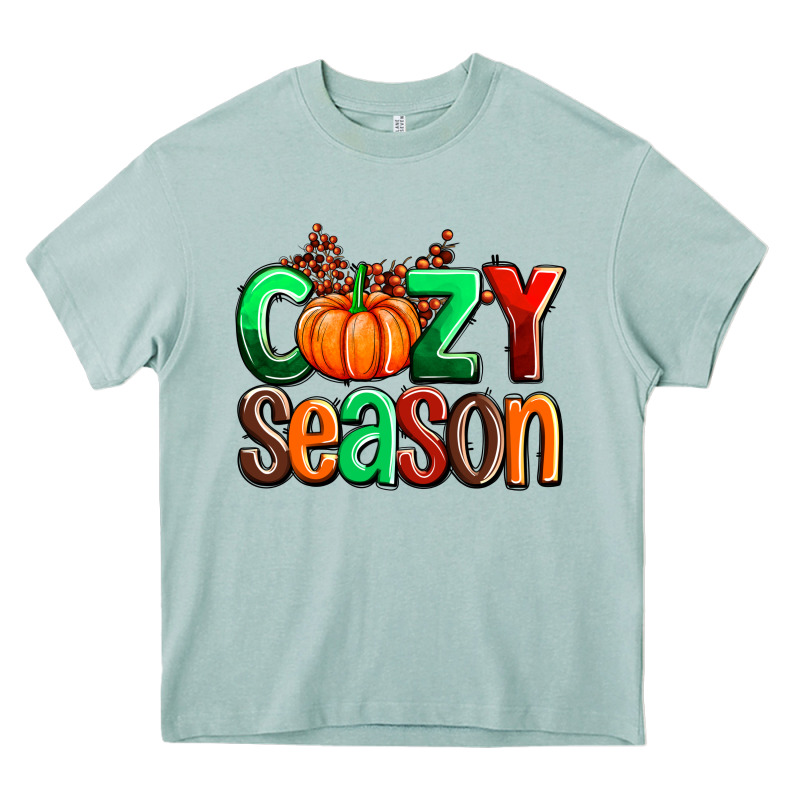 Cozy Season With Fall Colors Palette And Pumpkin Heavy Core Tee by AdoDesignShop | Teevron