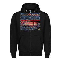 Black American flag stitches Zipper Hoodie - CowGirlArtShop