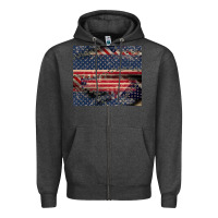 Charcoal Heather American flag stitches Zipper Hoodie - CowGirlArtShop