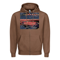 Chestnut American flag stitches Zipper Hoodie - CowGirlArtShop
