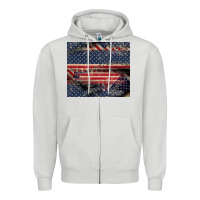 Dove Grey American flag stitches Zipper Hoodie - CowGirlArtShop