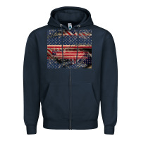 Navy American flag stitches Zipper Hoodie - CowGirlArtShop