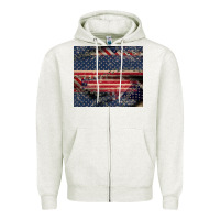 Oatmeal Heather American flag stitches Zipper Hoodie - CowGirlArtShop