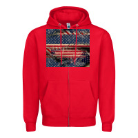 Red American flag stitches Zipper Hoodie - CowGirlArtShop