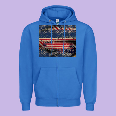 American Flag Stitches Zipper Hoodie Designed By Cowgirlartshop