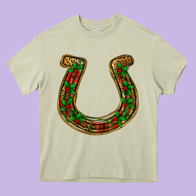 Christmas Horseshoe Heavy Core Tee Designed By Jasminsmagicworld