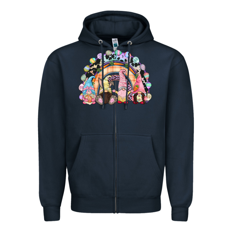 Easter Day Rainbow Gnomes Zipper Hoodie by CowGirlArtShop | Teevron