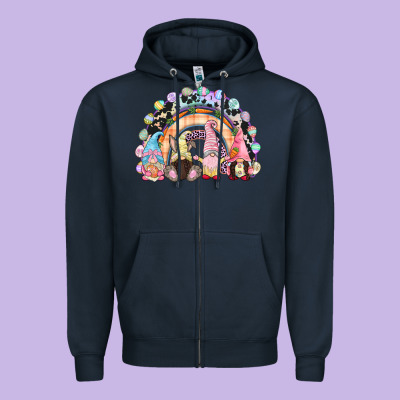 Easter Day Rainbow Gnomes Zipper Hoodie Designed By Cowgirlartshop