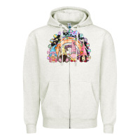 Oatmeal Heather Easter Day rainbow gnomes Zipper Hoodie - CowGirlArtShop