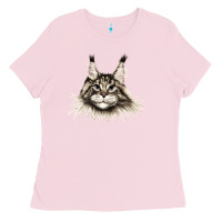 Maine Coon Cat Face Ladies Tee | Teevron