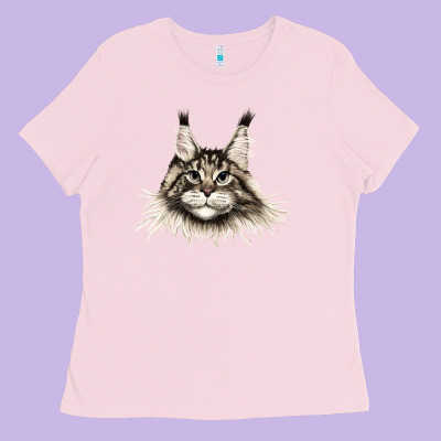 Maine Coon Cat Face Ladies Tee Designed By Lillyallendesigns