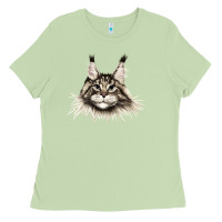 Matcha Maine Coon Cat Face Ladies Tee - LillyAllenDesigns