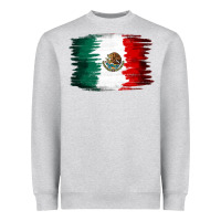 Heather Grey Mexican flag Heavyweight Sweatshirt - NancyCooperArtShop