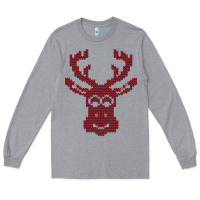 Heather Grey Christmas Deer Ugly Long Sleeve Tee - Bettercallsaul
