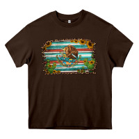 Chocolate Brown cactus turquoise serape leopard mexican flag Heavy Core Tee - Jasminsmagicworld