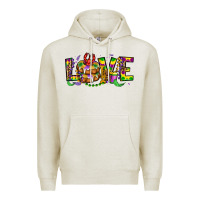 Oatmeal Heather mardi gras love Premium Hoodie - OliviaCreatesArt