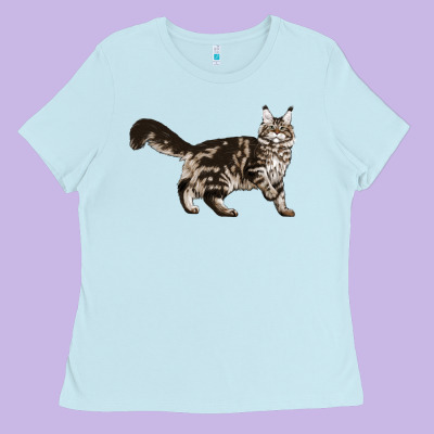 Maine Coon Cat Ladies Tee Designed By Lillyallendesigns