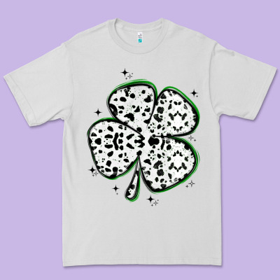 Four Leaf Clover Dalmatian Print Grunge Premium Tee Designed By Maliassmallbusiness