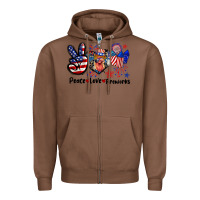 Chestnut Peace love fireworks 4th of july Zipper Hoodie - CowGirlArtShop