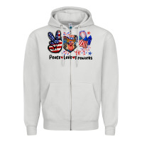 Dove Grey Peace love fireworks 4th of july Zipper Hoodie - CowGirlArtShop