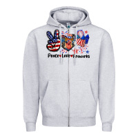 Heather Grey Peace love fireworks 4th of july Zipper Hoodie - CowGirlArtShop