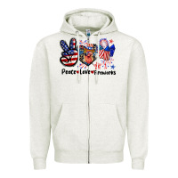 Oatmeal Heather Peace love fireworks 4th of july Zipper Hoodie - CowGirlArtShop
