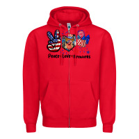 Red Peace love fireworks 4th of july Zipper Hoodie - CowGirlArtShop