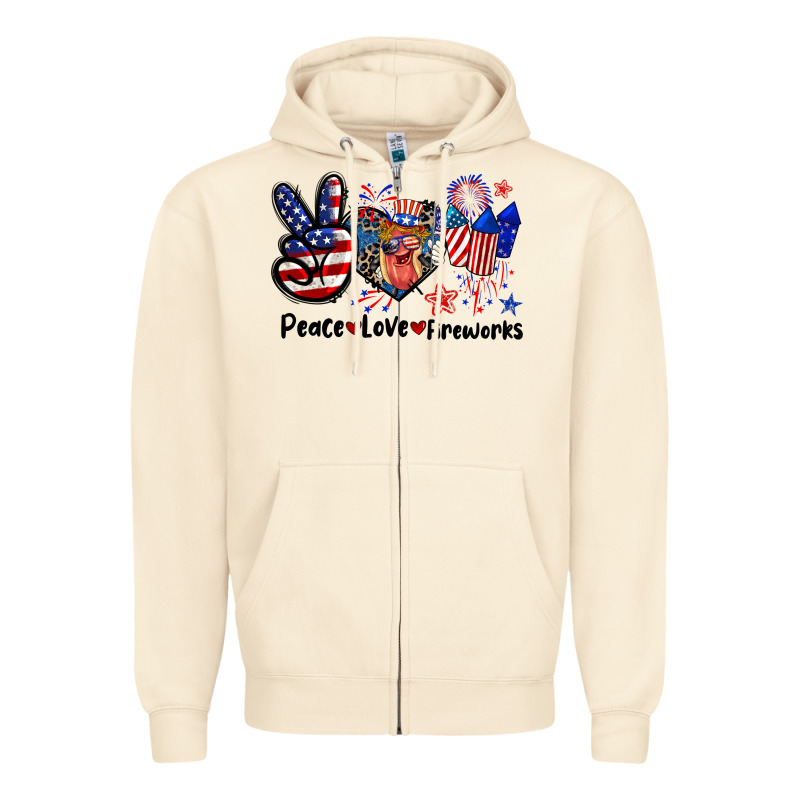 Peace Love Fireworks 4th Of July Zipper Hoodie by CowGirlArtShop | Teevron