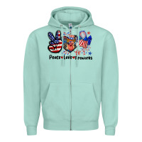 Seafoam Peace love fireworks 4th of july Zipper Hoodie - CowGirlArtShop