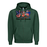 Sports Green Peace love fireworks 4th of july Zipper Hoodie - CowGirlArtShop